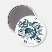 meisjes sportgeschenken blauwgroen basketballen st magneet (Voorkant / Achterkant)