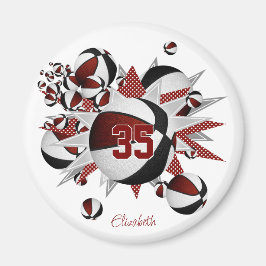 Meisjes sportgeschenken Maroon zwarte basketballen Magneet