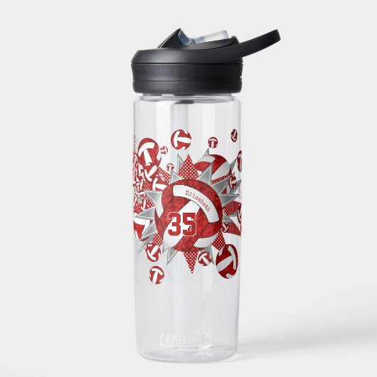 meisjes sportief rode witte volleybalsterren waterfles (Links)