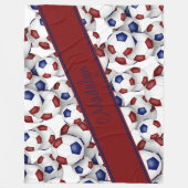 Meisjes Sportkamer Decor Maroon Blauw Voetbal Fleece Deken (Voorkant)