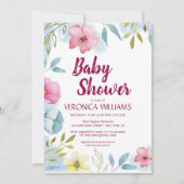 Meisjes Spring Floral Waterverf Baby shower Kaart (Voorkant)