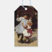 Meisjes springen met een skiptouw cadeaulabel (Voorkant)