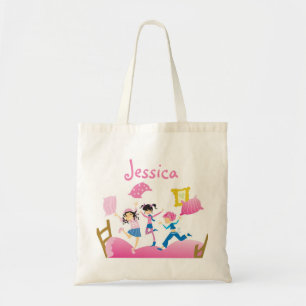 Meisjes springen op bed Sleepover Party Tote Bag