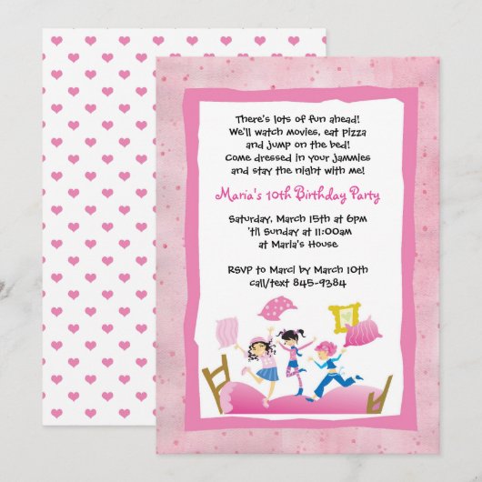 Meisjes springen op bed Sleepover Slumber Party Kaart (Voorkant / Achterkant)