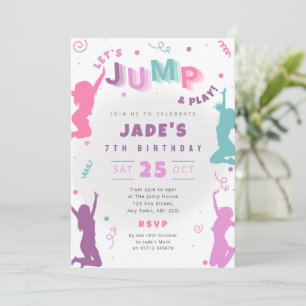 Meisjes Springfeest Verjaardagsuitnodiging Trampol Kaart