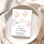 Meisjes Sprinkles Roze Ballonnen 1e Verjaardag Kaart