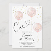 Meisjes Sprinkles Roze Ballonnen 1e Verjaardag Kaart (Voorkant)