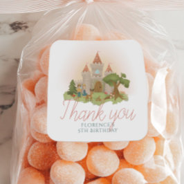 Meisjes Sprookjeskasteel Kinderen Verjaardag Favor Ronde Sticker