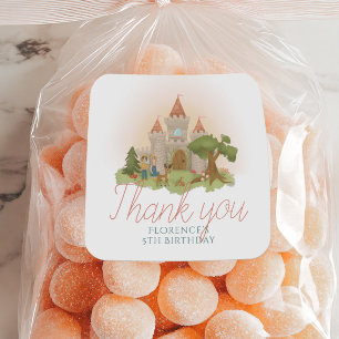 Meisjes Sprookjeskasteel Kinderen Verjaardag Favor Ronde Sticker