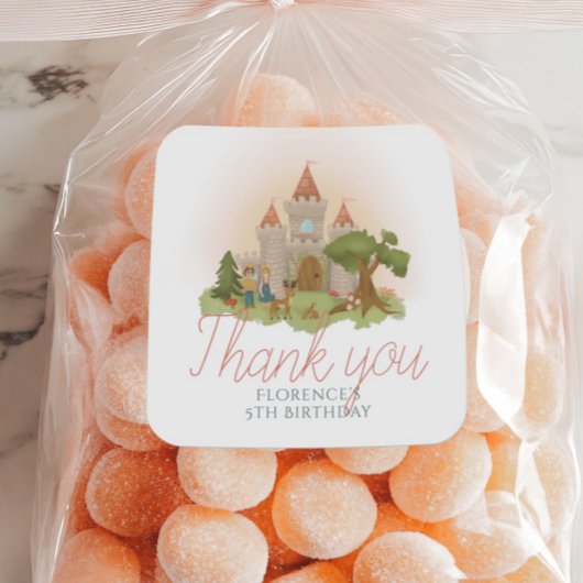 Meisjes Sprookjeskasteel Kinderen Verjaardag Favor Ronde Sticker