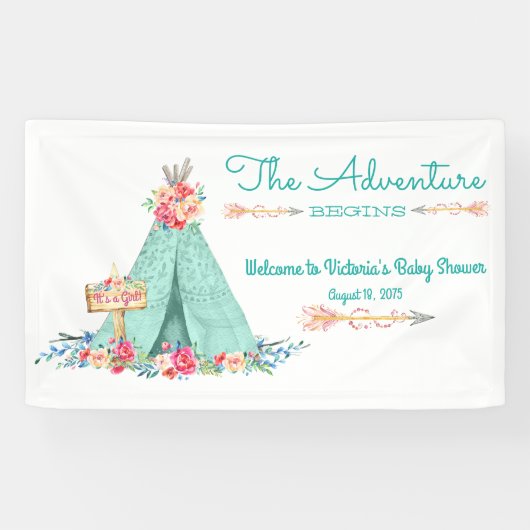 Meisjes Stam TeePee Baby Shower Spandoek (Horizontaal)