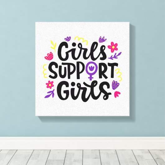 Meisjes steunen meisjes canvas afdruk (Insitu (Houten vloer))