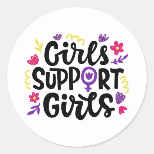 Meisjes steunen meisjes ronde sticker