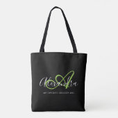Meisjes Stijlvol Groen Elegant Manuscript Name Mon Tote Bag (Achterkant)