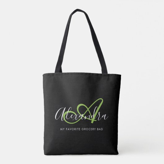 Meisjes Stijlvol Groen Elegant Manuscript Name Mon Tote Bag (Achterkant)