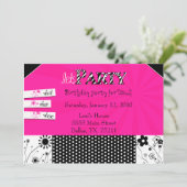 Meisjes stijlvolle feest nodigt uit kaart (Staand voorkant)