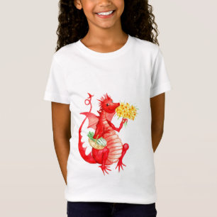 Meisjes' stijlvolle katoenen 'Red Dragon' T-shirt