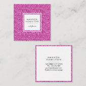 Meisjes stijlvolle Mode HOT PINK Glitter White Vierkante Visitekaartje (Voorkant / Achterkant)