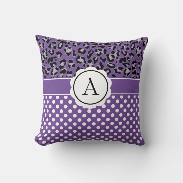 Meisjes stippen en dieren drukken monogram en werp kussen (Voorkant)
