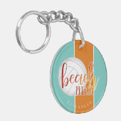 meisjes " strand alsjeblieft " gepersonaliseerd vo sleutelhanger (Voorkant Links)