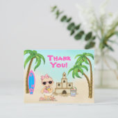 Meisjes Strand Baby Sandcastle, Surfboard Dank je  Briefkaart (Staand voorkant)