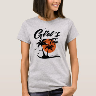 Meisjes strandtrip palmboom zon t-shirt