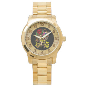 Meisjes suikerschedel kleurig craniumvormig horloge