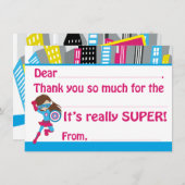 Meisjes Superheld Birthday vult Hartelijk dank in Bedankkaart (Voorkant / Achterkant)