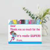 Meisjes Superheld Birthday vult Hartelijk dank in Bedankkaart (Staand voorkant)