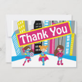 Meisjes Superheld Birthday vult Hartelijk dank in Bedankkaart (Achterkant)