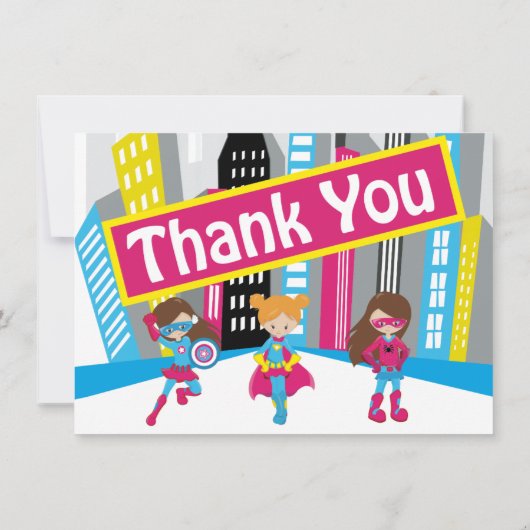 Meisjes Superheld Birthday vult Hartelijk dank in Bedankkaart (Achterkant)