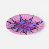 Meisjes' Superheld Verjaardag Papieren Bordje (Gekanteld)