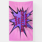 Meisjes' Superheld Verjaardag Spandoek (Verticaal)