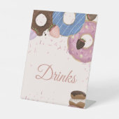 Meisjes Sweet Donut Pastel Drink verjaardag Reclamebord Met Voetstuk (Voorkant)