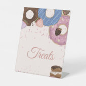 Meisjes Sweet Donut Pastel Treats Verjaardag Reclamebord Met Voetstuk (Voorkant)