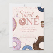 Meisjes Sweet ONE Donut Pastel Eerste Verjaardag Kaart (Voorkant)