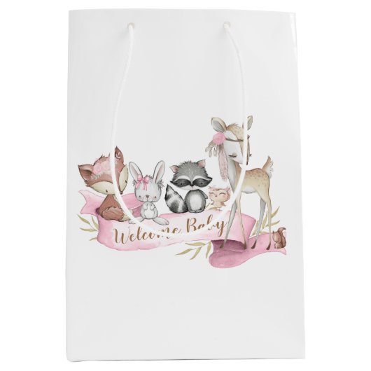 Meisjes Sweet Woodland Animal Baby Meisje Medium Cadeauzakje (Voorkant)