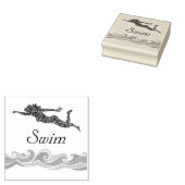 Meisjes Swim Wood Art Stamp Rubberstempel (Gestempeld)