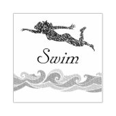 Meisjes Swim Wood Art Stamp Rubberstempel (Afrduk)