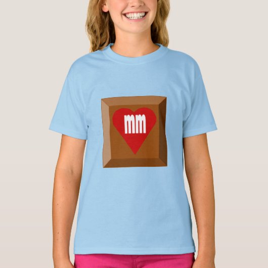 Meisjes T-Shirt blauw LIEFDE CHOCOLADE (Voorkant)