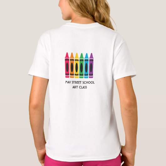 Meisjes T-shirt met Crayon Design Custom Text (Achterkant)