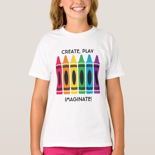 Meisjes T-shirt met Crayon Design Custom Text (Voorkant)