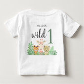Meisjes T-shirt met eigen naam Roze Wild One Jungl (Achterkant)