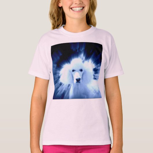 Meisjes t-shirt met witte poedel (Voorkant)
