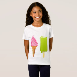 Meisjes T-shirts - Roze Ijsje + Groene IJslolly