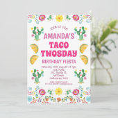 Meisjes Taco Twosday Bloemrijke Fiesta 2e Verjaard Kaart (Staand voorkant)