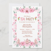 Meisjes Tea Party 5e verjaardag Kaart (Voorkant)