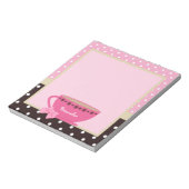 Meisjes Teacup Pink en Brown Polka Dot Bow en Name Notitieblok (Linkerzijde)