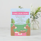 Meisjes Teddy Bear Picnic Banner Verjaardag Uitnod Kaart (Staand voorkant)