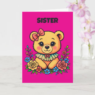Meisjes teddy pop art kaart
